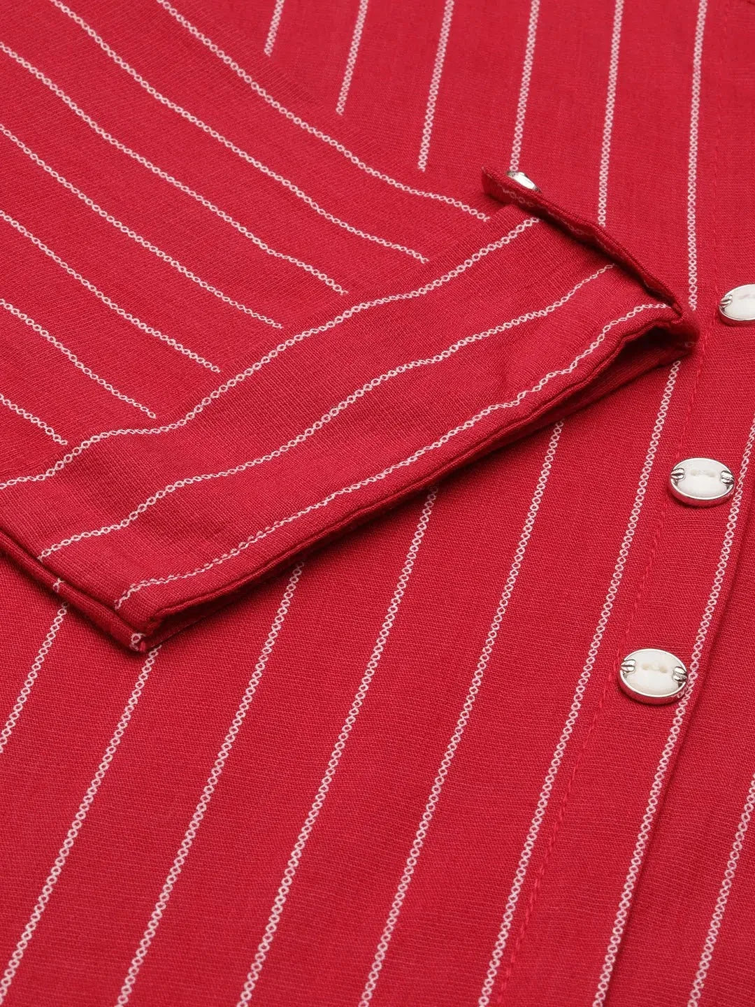 Magenta Striped Kurta Set | Cotton Indian Women's Kurta Sets