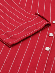 Women's Magenta Striped Kurta SetKC-3368-Magenta