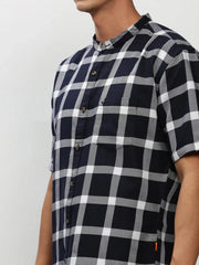 Men Navy Checked Casual Casual Shirts-RORACHECKS-89-Navyblue
