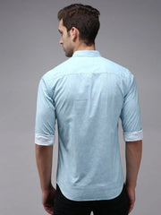 Men Blue Printed Casual Shirt-ORIGINPRINT-1737-Blue