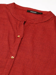 Women's Maroon Solid Straight Kurta-DF-1350-Maroon
