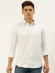 Men White Solid Casual Shirt-PARXPLAINDOBBY-3146-White