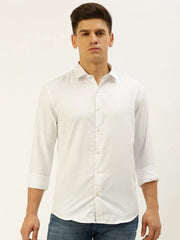 Men White Solid Casual Shirt-PARXPLAINDOBBY-3146-White
