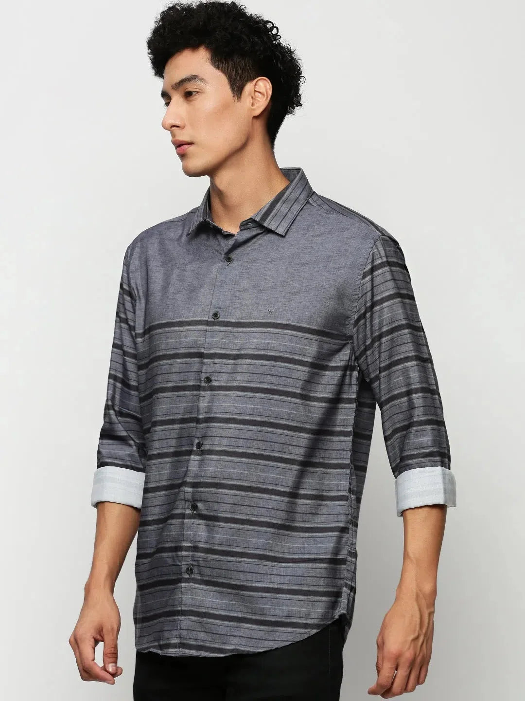 Grey Striped Mens Shirt | Cotton Casual Shirts