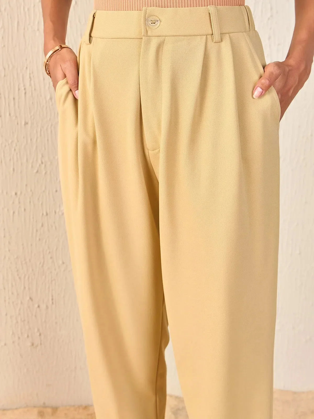 Women's Beige Tapered Pants - Western Wear