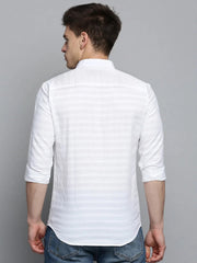 Men White Solid Casual Shirt-DEERASTRIPES-2075-White