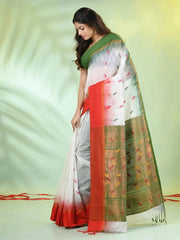 Maroon Cotton Saree With Zari Borders-MA64BCT401190050