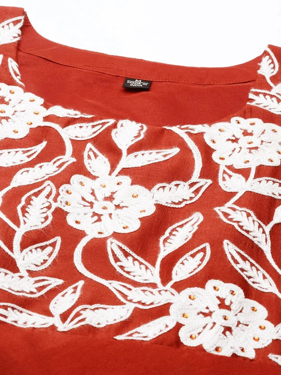 Rust Solid Anarkali Kurti for Women | Polyester Anarkali Dress