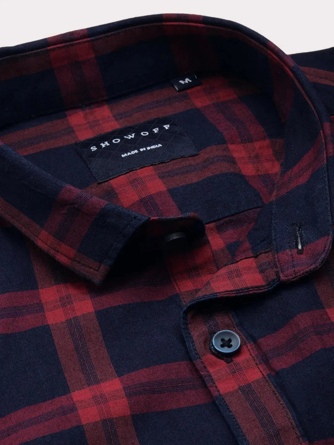 Shop Navy Checked Mens Shirt - DesiQlo Cotton Casual Shirt