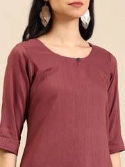 Women's Purple Solid Kurta SetKC-3327-Mauve
