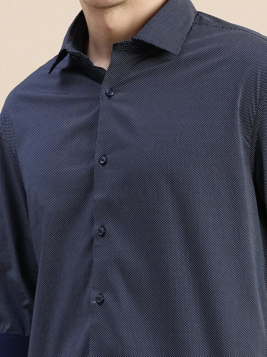 Navy Polka Dot Mens Shirt | Casual Printed Shirt - DesiQlo