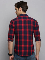 Men Navy Checked Casual Shirt-BOXERCHECKS-3343-Navyblue