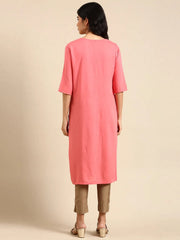 Women's Coral Solid Straight Kurta-NJ-3468222-Coral