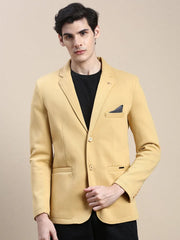 Men Yellow Solid Casual Blazers-AR-38-Mustard