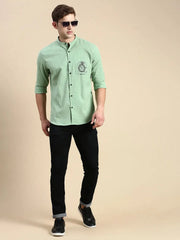 Men Green Solid Casual Shirt-SAN-DEI-1064-Green