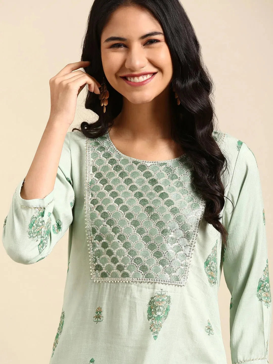 Green Embellished Indian Kurta for Ladies | DesiQlo Fashion