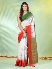 Maroon Cotton Saree With Zari Borders-MA64BCT401190050