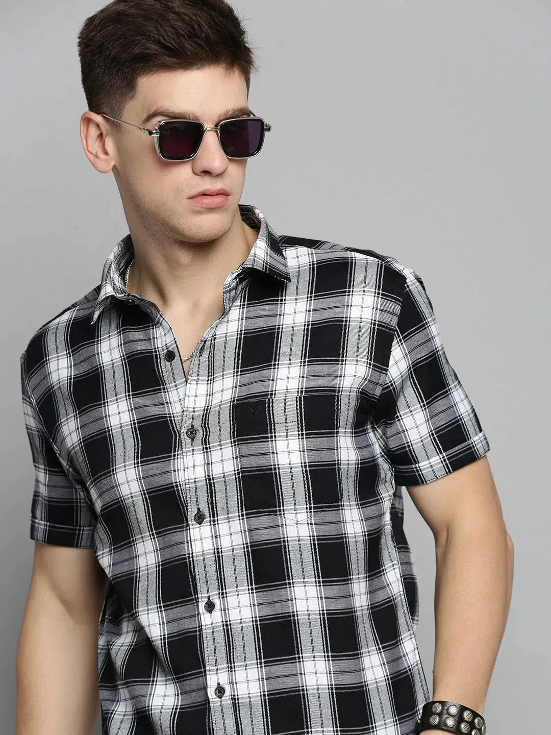 Men White Checked Casual Shirt-MAYACHECKS-4416-White