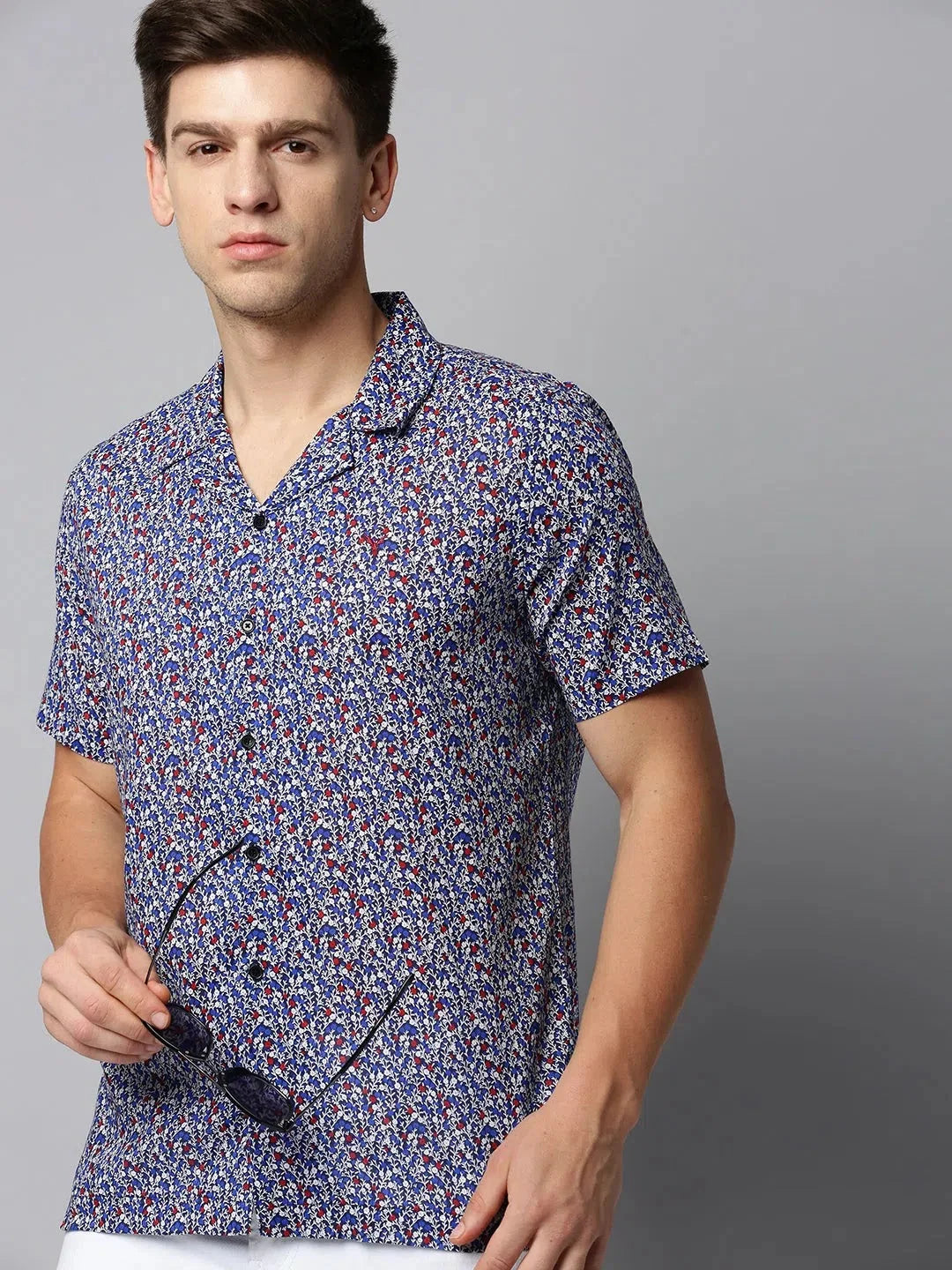 Men's Blue Printed Viscose Shirt | Stylish Beach Shirts