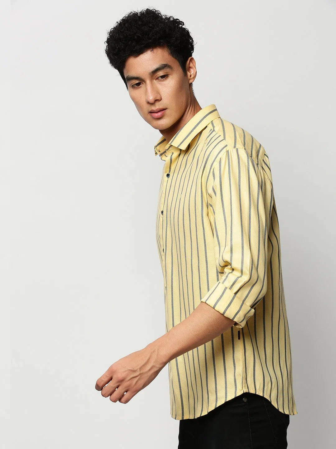 Yellow Striped Mens Shirt | Casual Cotton Shirts