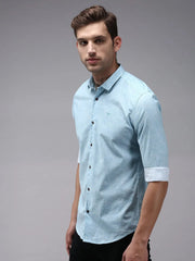Men Blue Printed Casual Shirt-ORIGINPRINT-1737-Blue