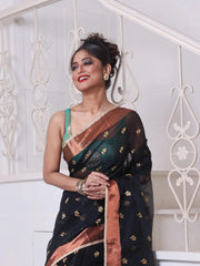 Sea Green Cotton Soft Saree With Texture Designs-MA62CT331210044