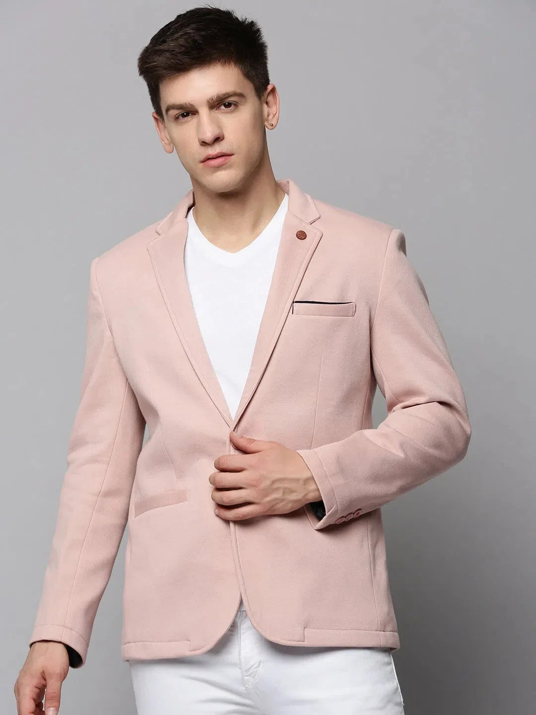 Pink Solid Cotton Nehru Jacket | Men's Ethnic Wear - DesiQlo