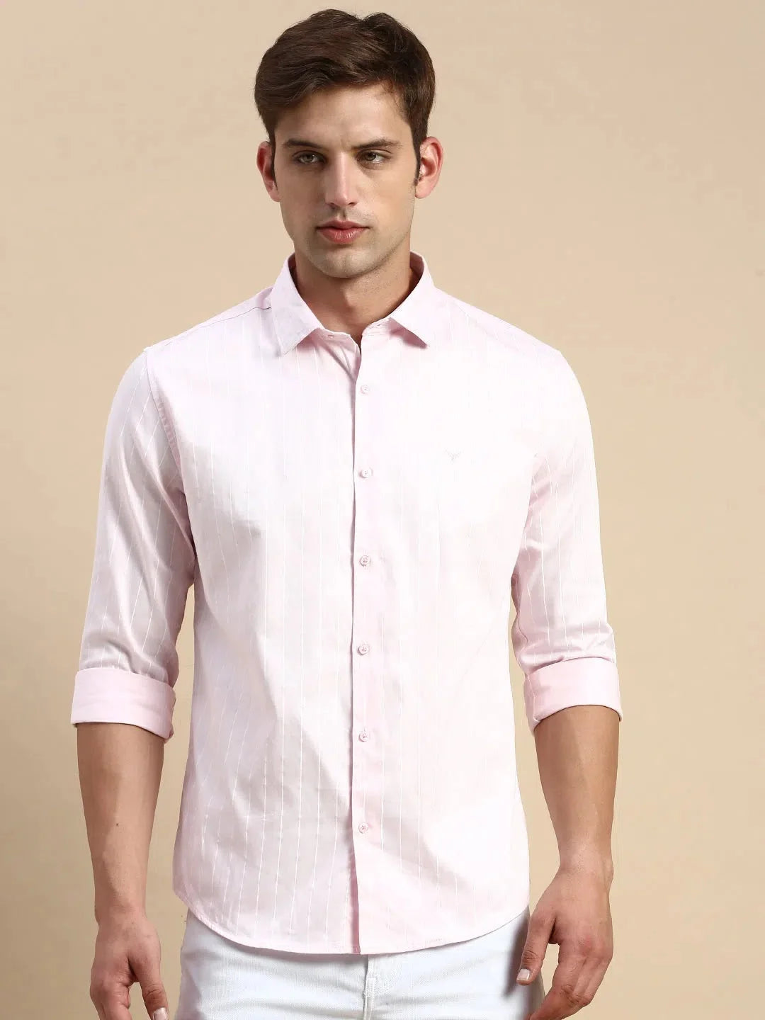 Men's Pink Striped Cotton Shirt | Casual & Trendy Style