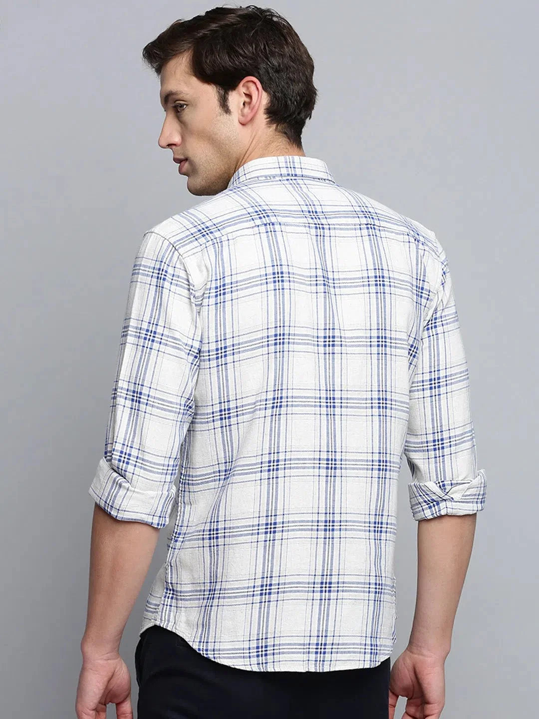 Stylish Beige Checked Mens Shirt - Cotton Casual Shirt | DesiQlo