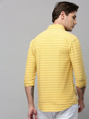 Men Yellow Striped Casual Shirt-COMPACTSTRIPE-4794-Yellow