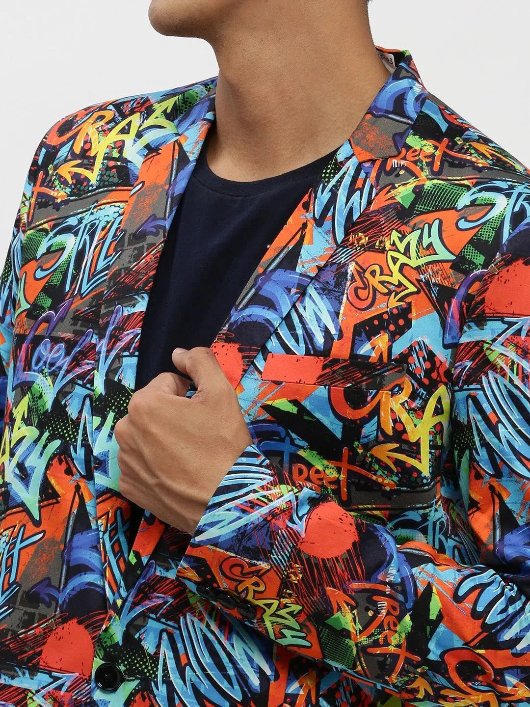 Orange Printed Blazer - Men's Ethnic Wear | DesiQlo