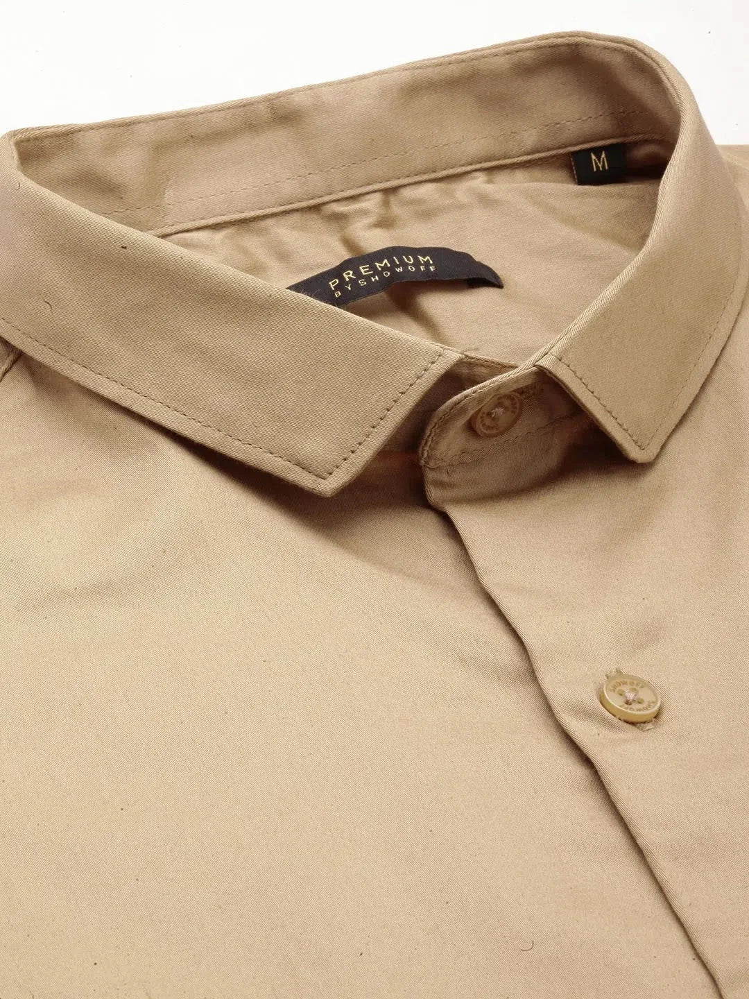 Beige Solid Mens Shirt - Casual Cotton Formal Shirt | DesiQlo