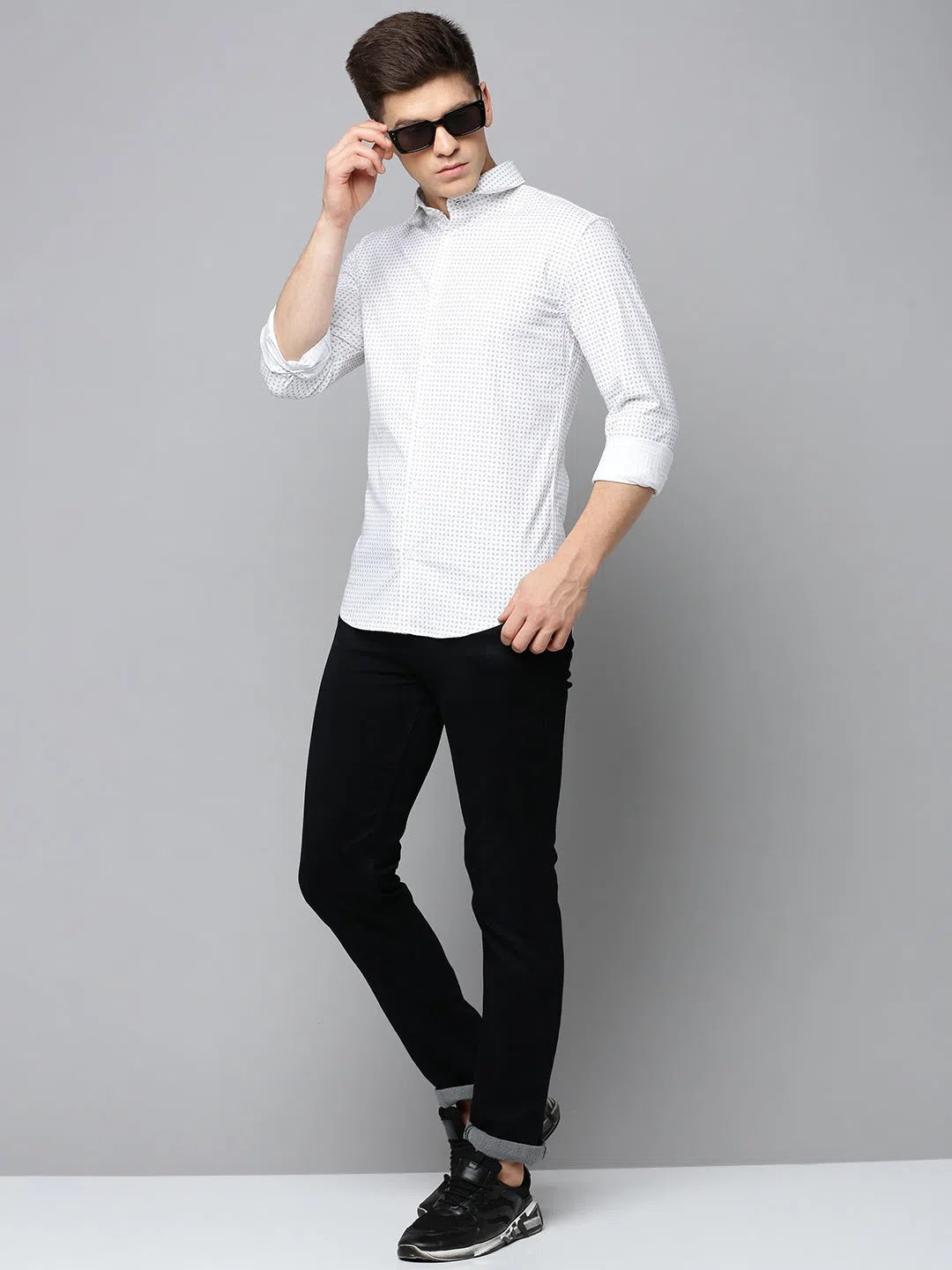 White Printed Mens Shirt - Cotton Casual Shirt | DesiQlo      