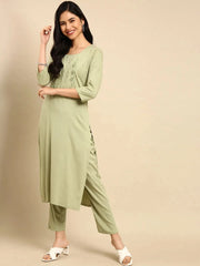 Women's Green Solid Kurta SetKC-3307-Green