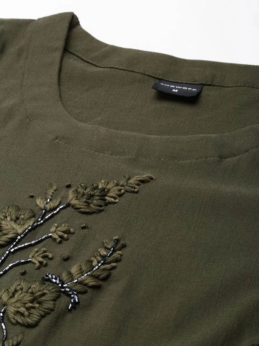 Olive Embroidered Viscose Kurta | Elegant Indian Kurtis Online