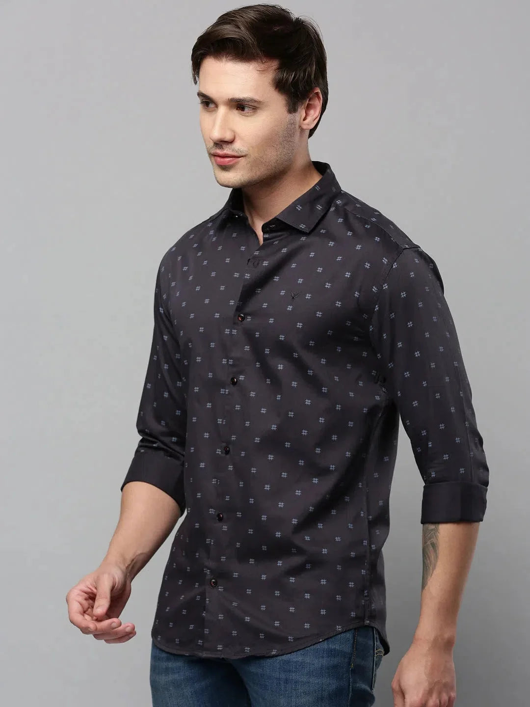 Black Printed Mens Shirt - Stylish Cotton Casual Shirt