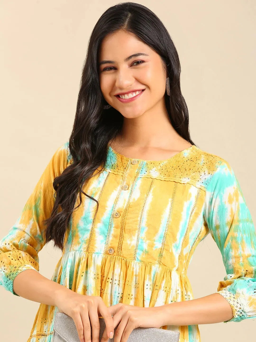Multicolor Solid Cotton Anarkali Kurta | Anarkali Kurti for Women