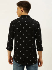Men Black Printed Casual Shirt-REPLAYPRINTSLINEN-3451-Black