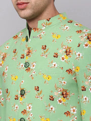 Men Green Printed Blazer-SOBLZ-302-Green