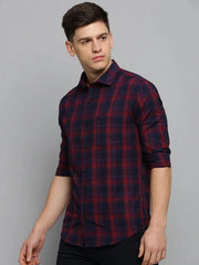 Men Maroon Checked Casual Shirt-DALTONCHECKS-4085-Maroon