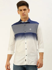 Men White Printed Casual Shirt-QUINN-3598-White