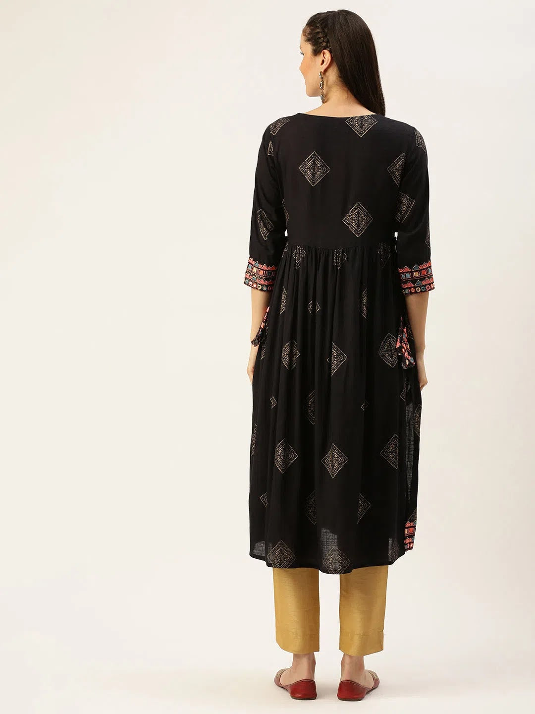 Blue Printed A-Line Kurtas - Stylish Indian Kurta for Women