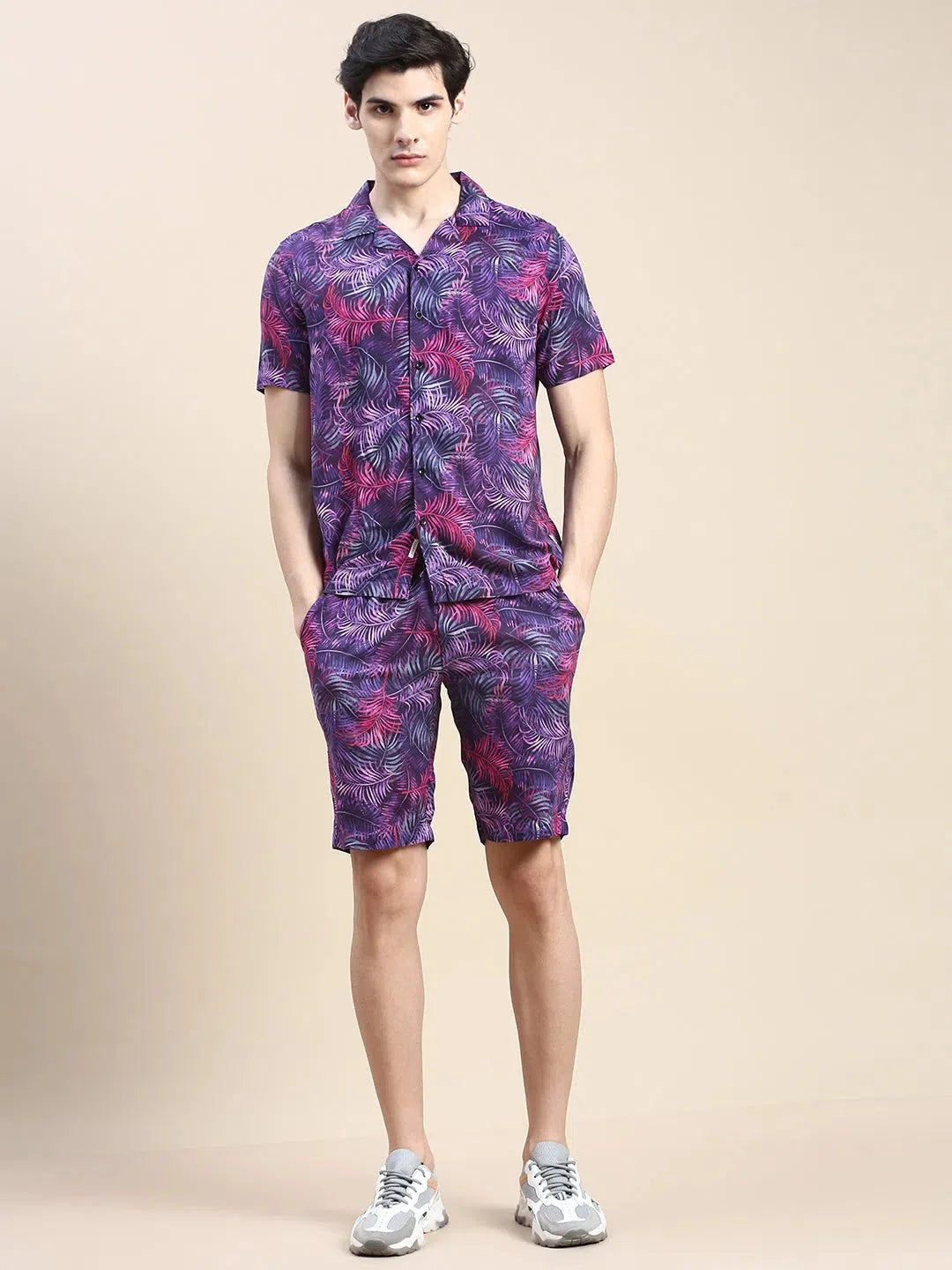 Purple Printed Co ord Sets Men | Mens Two Piece Sets