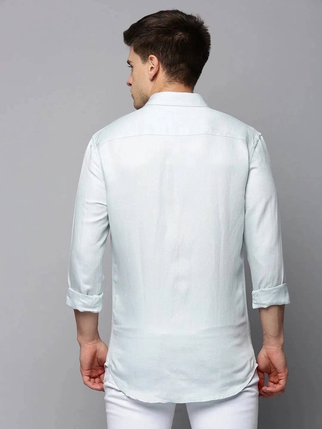 Blue Solid Mens Shirt - DesiQlo Cotton Casual Shirt