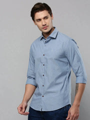 Men Blue Printed Casual Shirt-ELICAPRINT-4815-Blue