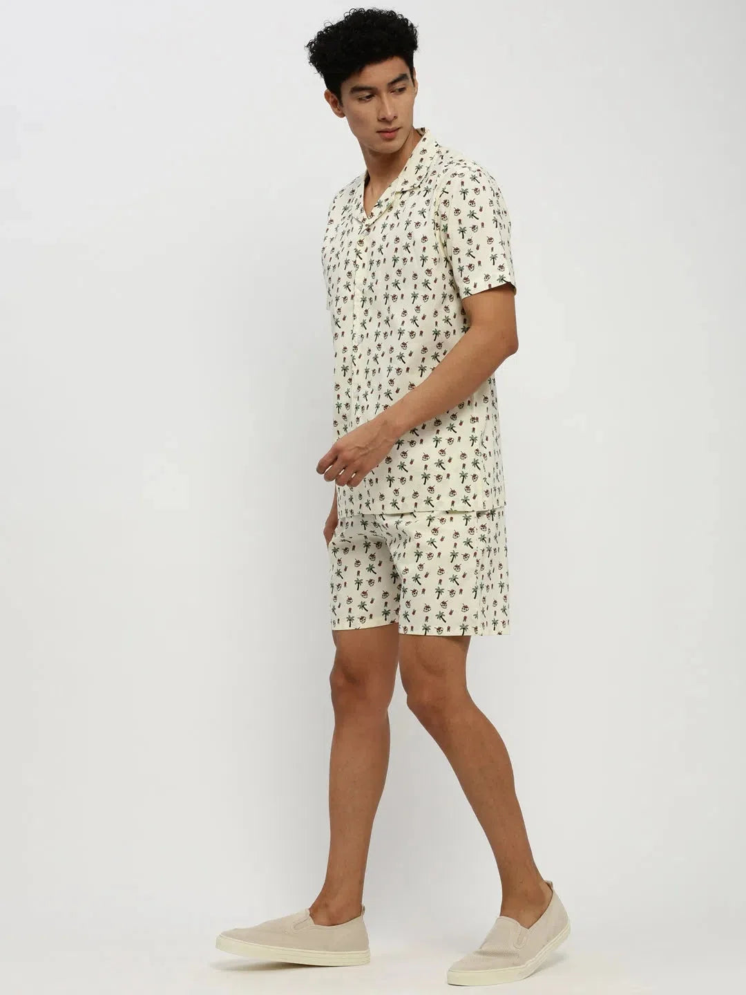 Men's Cream Printed Co ord Set | Stylish Co ord Sets Men