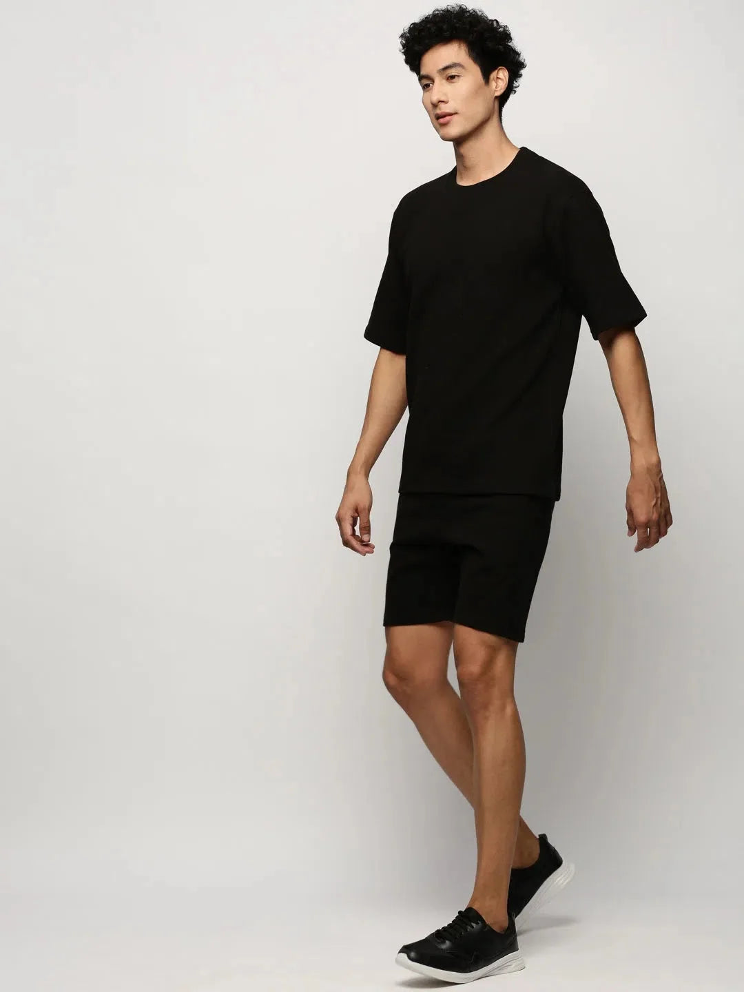 Black Solid Casual Co ord Sets Men | Mens Two Piece Sets