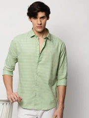 Men Green Striped Casual Casual Shirts-TAROSTRIPE-601-Green