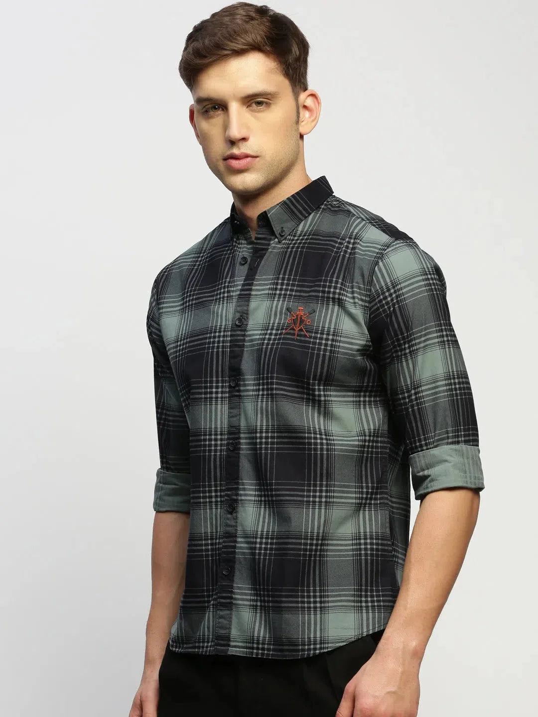 Green Checked Mens Shirt - DesiQlo Cotton Shirt