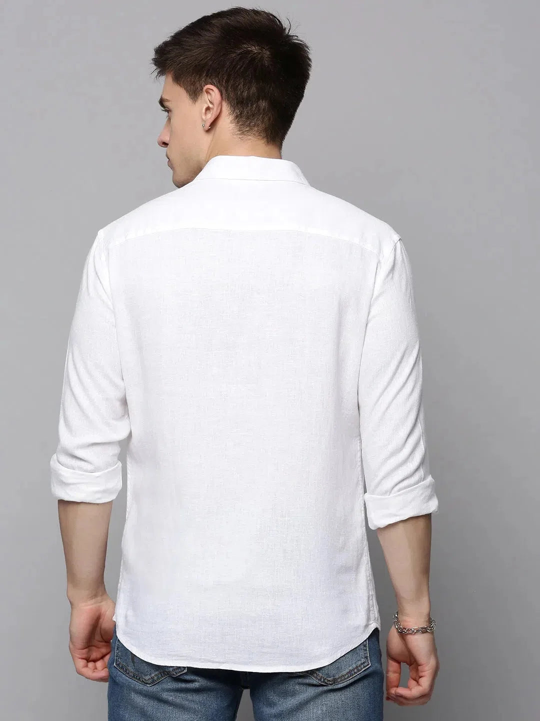 White Solid Linen Shirt for Men | Mens Linen Shirt